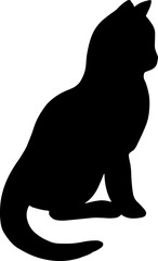 black cat silhouette cartoon cute illustration vector element