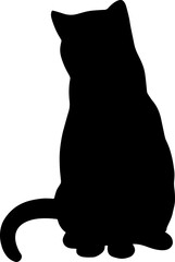 black cat silhouette cartoon cute illustration vector element