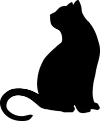 black cat silhouette cartoon cute illustration vector element