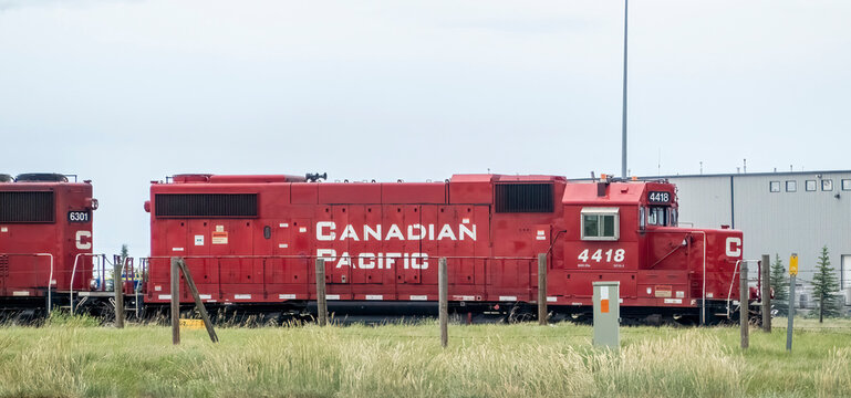 Lethbridge, Alberta, Canada. Jun 19, 2023. A close up to a Canadian Pacific Railway.