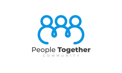 People together logo design. Hand in hand people outline vector illustration