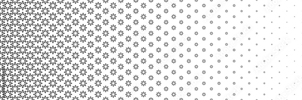 Poster horizontal black halftone of beautiful flower design for pattern and background.