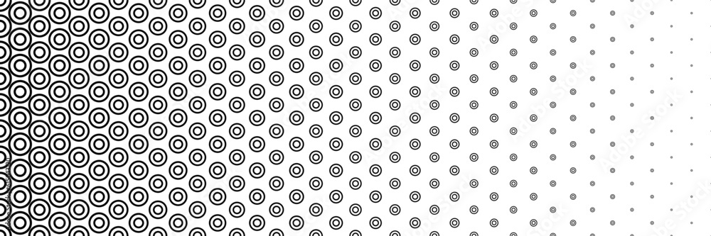 Aufkleber horizontal halftone of black circle in circle design for pattern and background.