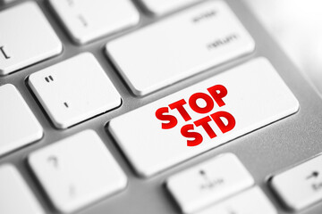 Stop STD (Sexually transmitted diseases) text button on keyboard, concept background