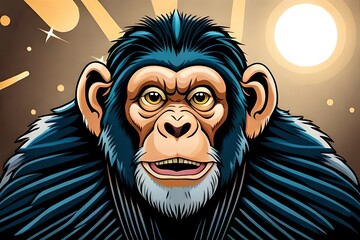 cartoon illustration, picture of a cute monkey, ai generative
