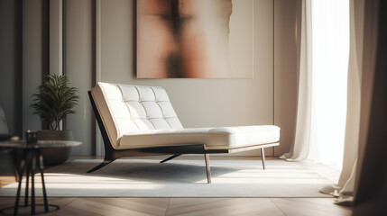 Stylish Interior with an Abstract Mockup Frame Poster, Modern interior design, 3D render, 3D illustration