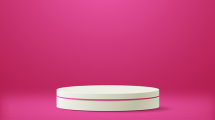 Realistic 3d cylinder pedestal podium. Pastel minimal scene. Stage for showcase, Product display