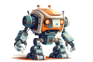 small robot clipart style on white background. generated ai.