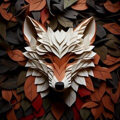fox logo, paper style Generative AI