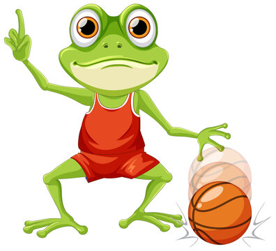Green Frog Playing Basketball