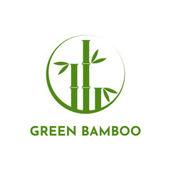 Green bamboo circle logo design concept