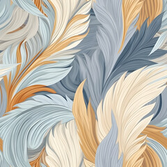 Fototapeta na wymiar Seamless pattern with gentle feather texture. Simple soft wallpaper design. Home decor fashion textile. AI illustration.