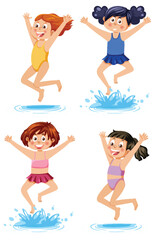 Set of different summer kids characters