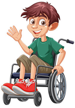 Disable man cartoon sitting on wheelchair