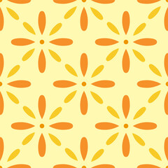 Orange abstract floral vector pattern, geometric backgorund