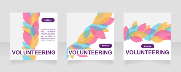 Social volunteering web banner design template. Vector flyer with text space. Advertising placard with customized copyspace. Promotional printable poster for advertising. Graphic layout