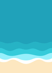 Beach coastline with sea waves and sand shore top view background drawing poster vector flat