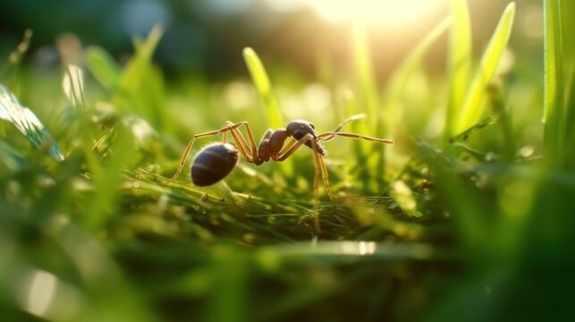 ant on the grass HD 8K wallpaper Stock Photographic Image