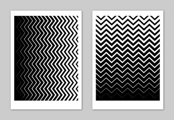 Set of black and white posters with simple geometric patterns. Abstract Wall Art.