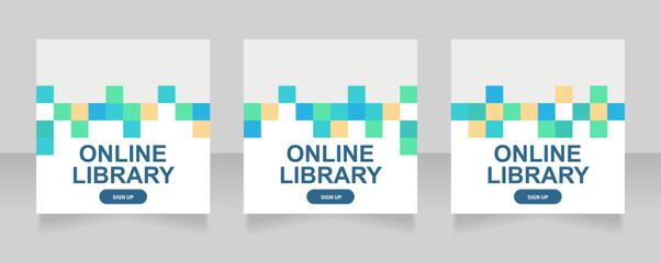 Electronic library for kids web banner design template. Vector flyer with text space. Advertising placard with customized copyspace. Promotional printable poster for advertising. Graphic layout