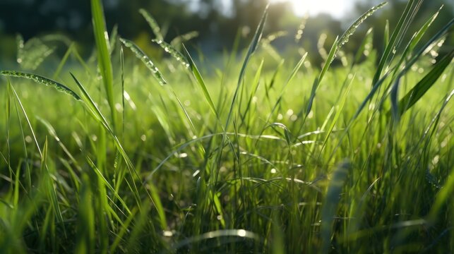 grass in the morning HD 8K wallpaper Stock Photographic Image