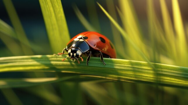 ladybird on a leaf HD 8K wallpaper Stock Photographic Image
