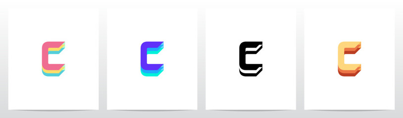  Layer Lining Level Letter Logo Design C