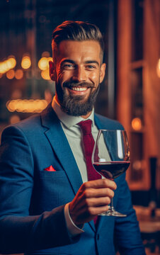 A man Sommelier tasting a glass of red wine