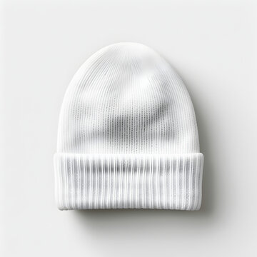 isolated white beanie hat with plain background. great for mockup design.