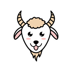 Cute Goat face head Vector Design