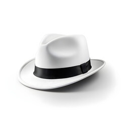isolated black and white fedora hat. 