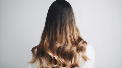 Fototapeta premium Colored hairs in ombre or balayage technic. Created with ai generative tools