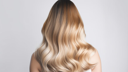 Naklejka premium Colored hairs in ombre or balayage technic. Created with ai generative tools
