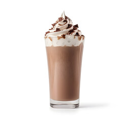 İce chocolate whiped cream coffee on isolated white background