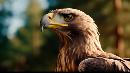 Obraz premium The eagle looks into the distance. Generative AI