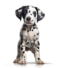 Cute little Dalmatian dog puppy generative AI illustration. Lovely baby animals concept