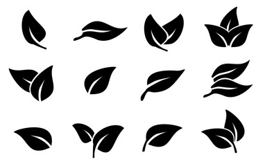 Leaf glpyh icon set vector illustration 