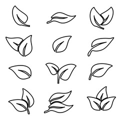 Leaf line icons set vector illustration 