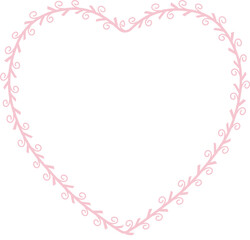 Heart Shape Spiral Frame Leaf Flower frame laurel wreath floral vector pink pastel decoration leaves botanical borders border framing pressed flowers background wedding valentine anniversary congrat