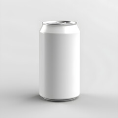 isolated white beverage can with plain grey background. Suitable perfectly for soda, beer, and energy drink mockup design.