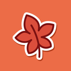 Cute autumn maple leaf sticker design vector illustration.