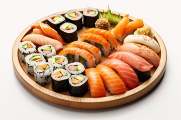 mixed sushi set - japanese food white background