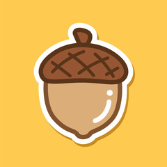 Acorn icon logo cartoon style sticker vector illustration