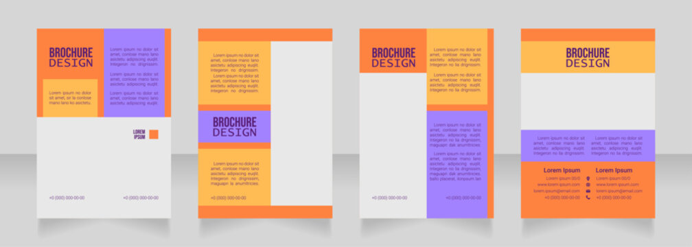 Volunteer project blank brochure design. Template set with copy space for text. Premade corporate reports collection. Editable 4 paper pages. Bebas Neue, Lucida Console, Roboto Light fonts used