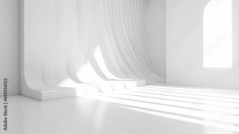 Poster white background abstract with shadow and light. product display podium generative ai.