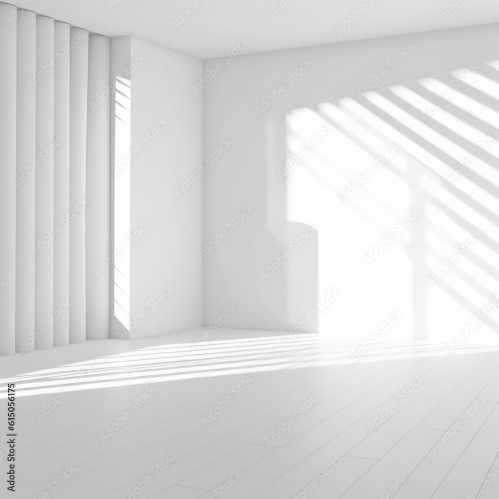 Poster white background abstract with shadow and light. product display podium generative ai.