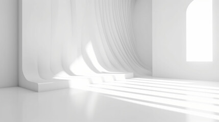White background abstract with shadow and light. Product display podium Generative Ai.