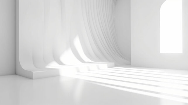 Fototapeta White background abstract with shadow and light. Product display podium Generative Ai.
