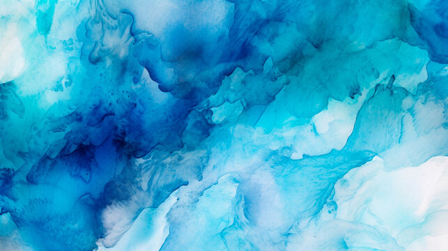 Blue abstract watercolour background. Generative AI © Aram