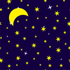 Obraz na płótnie Canvas seamless pattern with moon and stars on blue background